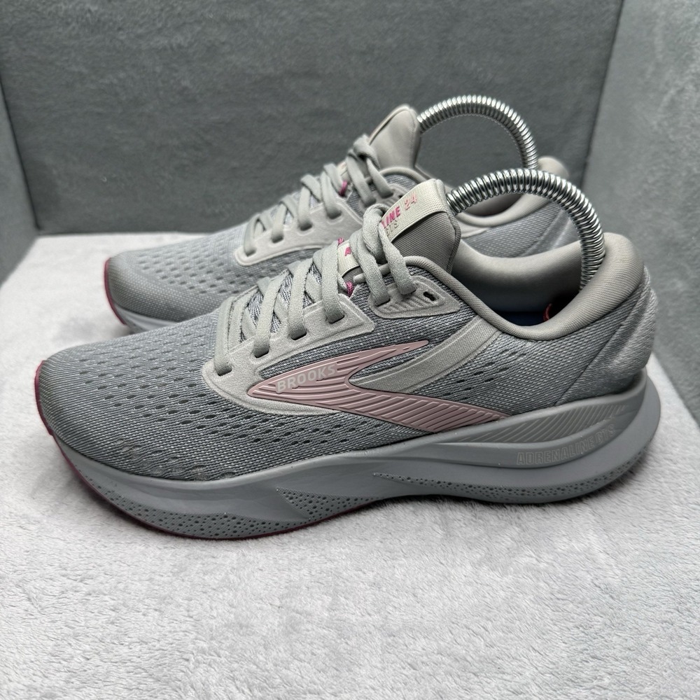 Brooks Adrenaline GTS 24 Women's 7.5 2A Narrow Gray Pink Running Shoes